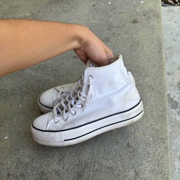 Converse All Star White Canvas High-Tops - Picture 1 of 4